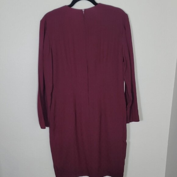 Vintage Ronnie Rosado Office Dress Size 10 Burgundy Long Sleeve Gold Buttons - Picture 4 of 9